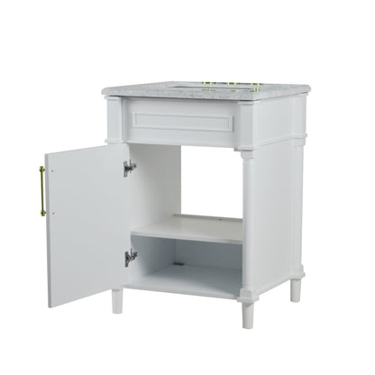 24" SINGLE VANITY IN WHITE WITH WHITE CARRRA MARBLE TOP