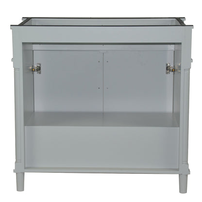 36" SINGLE VANITY IN L/GRAY WITH WHITE CARRRA MARBLE TOP