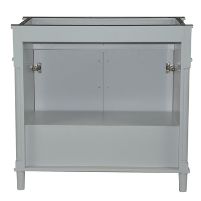 36" SINGLE VANITY IN L/GRAY WITH WHITE CARRRA MARBLE TOP