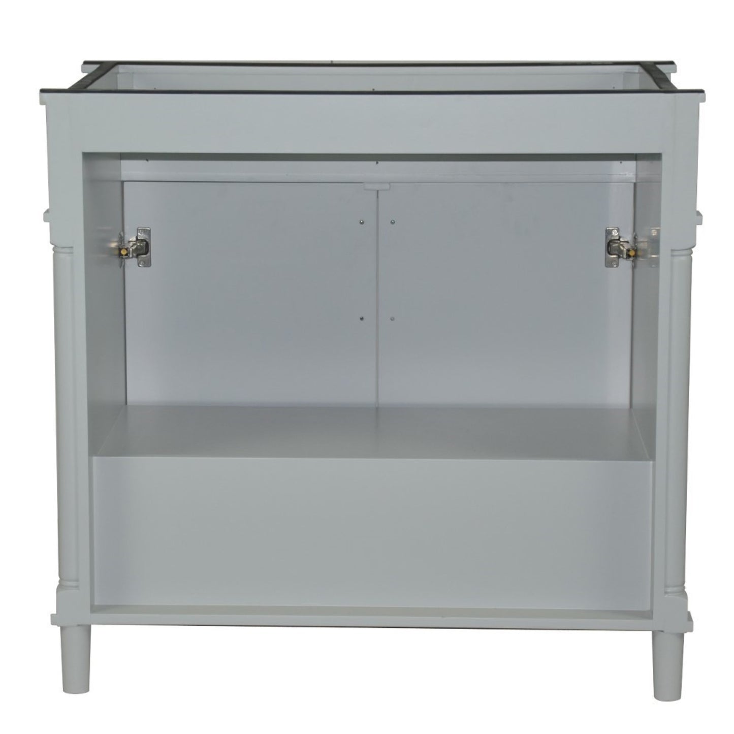 36" SINGLE VANITY IN L/GRAY WITH WHITE CARRRA MARBLE TOP
