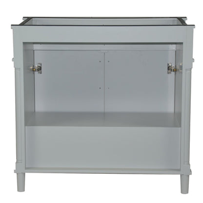 36" SINGLE VANITY IN L/GRAY WITH WHITE CARRRA MARBLE TOP