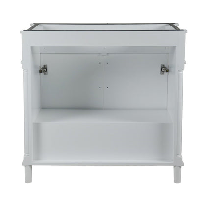 36" SINGLE VANITY IN WHITE WITH WHITE CARRRA MARBLE TOP