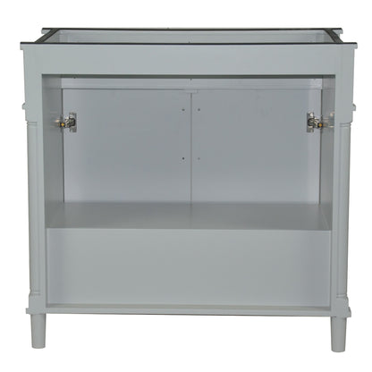 36" SINGLE VANITY IN L/GRAY WITH WHITE CARRRA MARBLE TOP