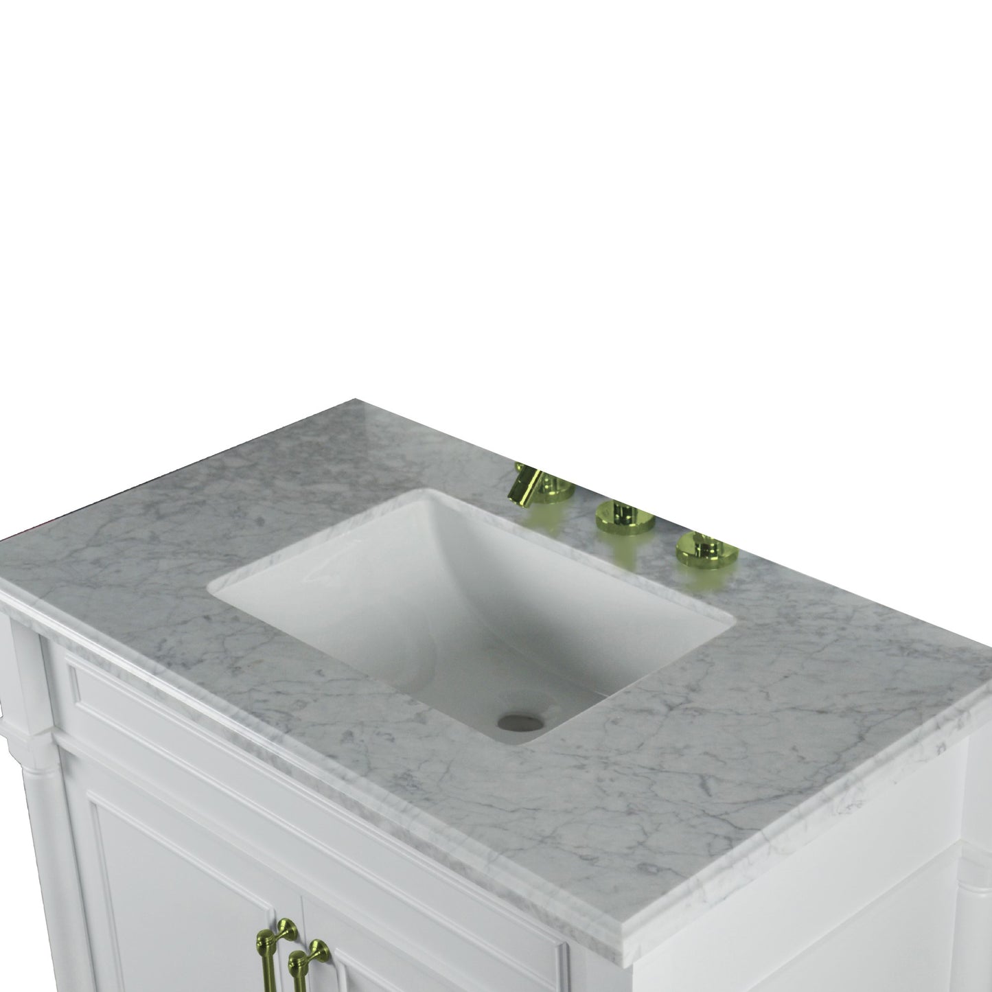 36" SINGLE VANITY IN WHITE WITH WHITE CARRRA MARBLE TOP