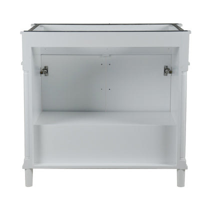 36" SINGLE VANITY IN WHITE WITH WHITE CARRRA MARBLE TOP