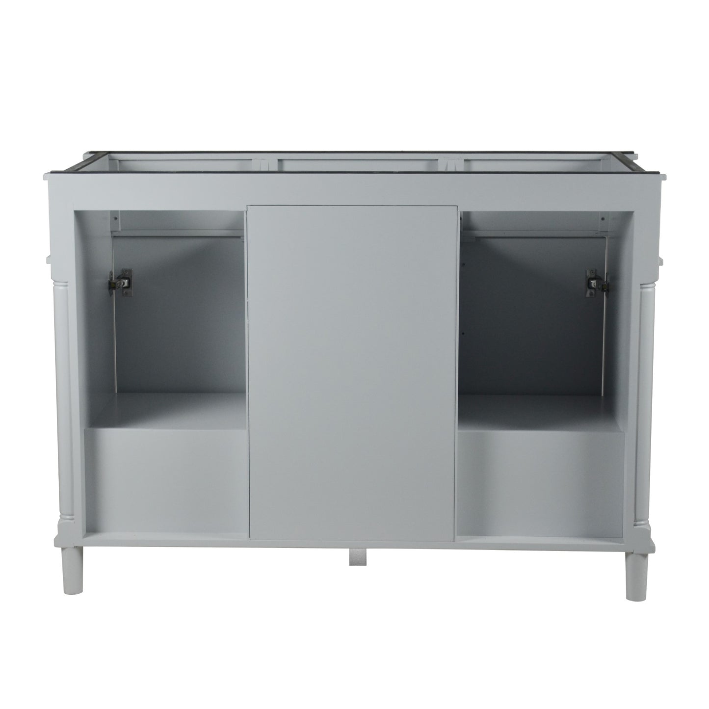 48" DOUBLE VANITY IN L/GRAY WITH WHITE CARRRA MARBLE TOP