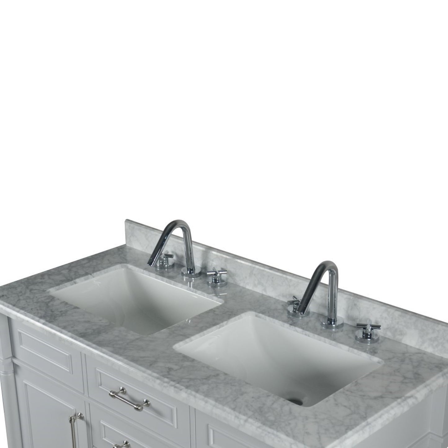 48" DOUBLE VANITY IN L/GRAY WITH WHITE CARRRA MARBLE TOP
