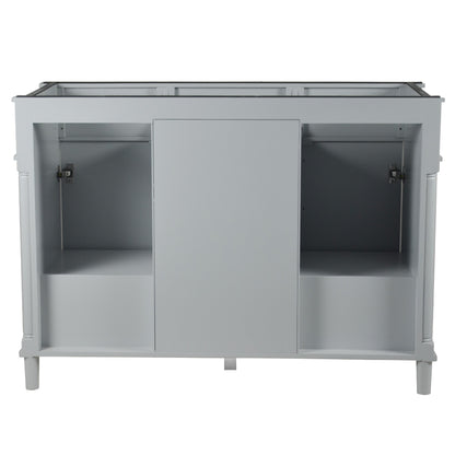 48" DOUBLE VANITY IN L/GRAY WITH WHITE CARRRA MARBLE TOP