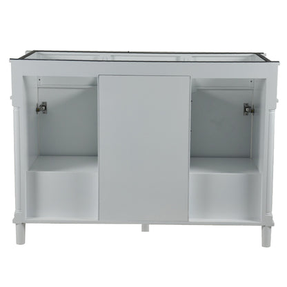 48" DOUBLE VANITY IN WHITE WITH WHITE CARRRA MARBLE TOP
