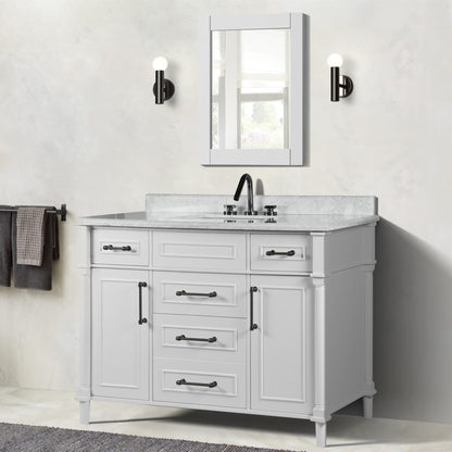 48" SINGLE VANITY IN WHITE WITH WHITE CARRRA MARBLE TOP