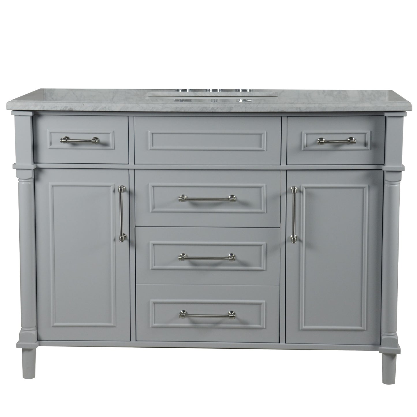 48" SINGLE VANITY IN L/GRAY WITH WHITE CARRRA MARBLE TOP