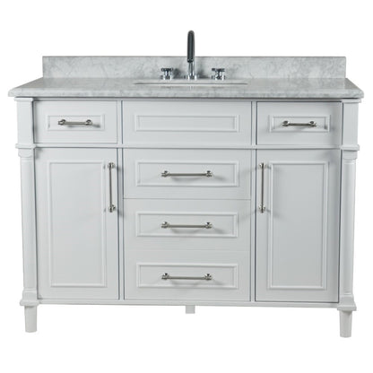 48" SINGLE VANITY IN WHITE WITH WHITE CARRRA MARBLE TOP