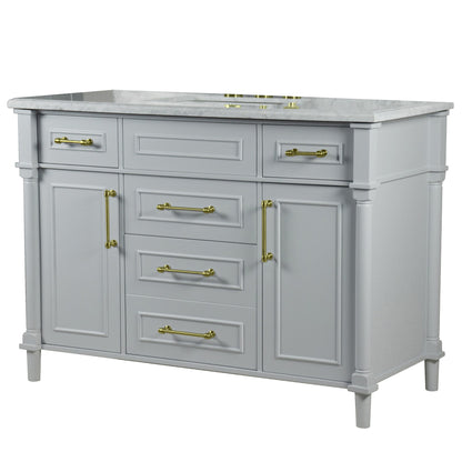 48" SINGLE VANITY IN L/GRAY WITH WHITE CARRRA MARBLE TOP