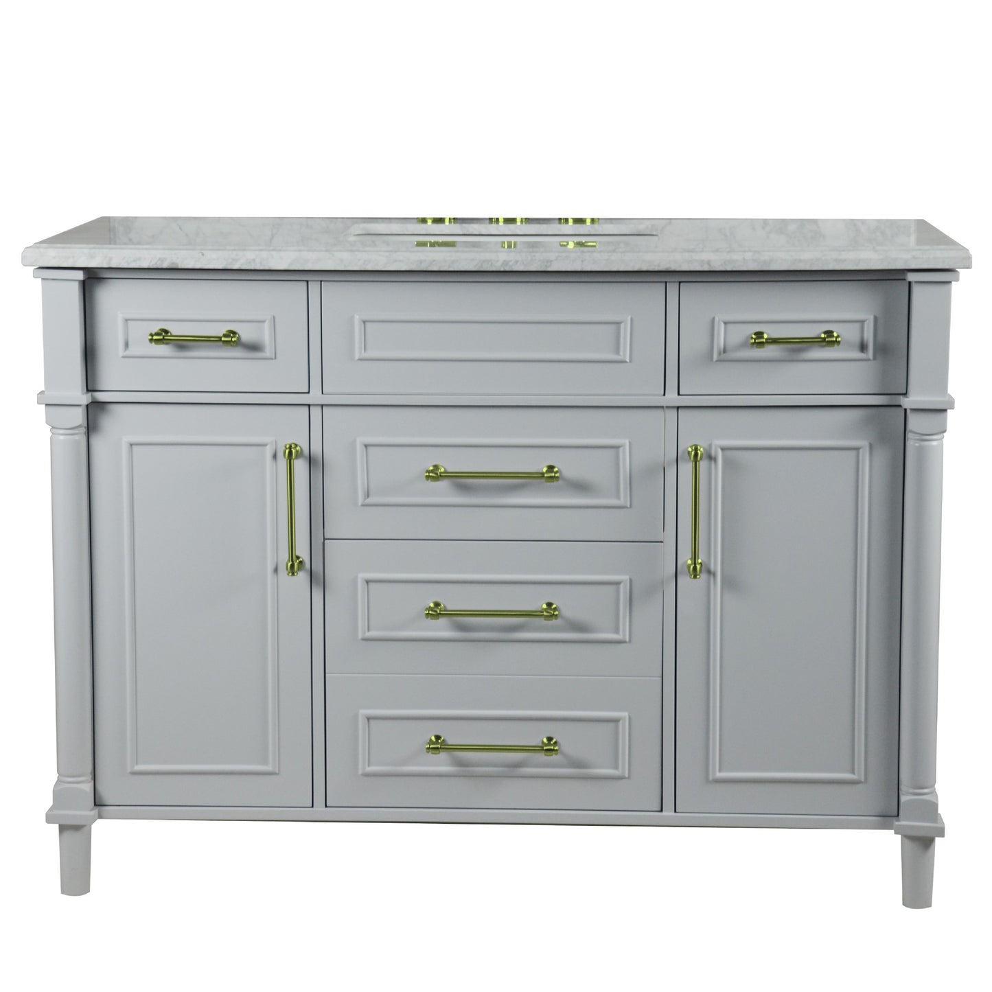 48" SINGLE VANITY IN L/GRAY WITH WHITE CARRRA MARBLE TOP