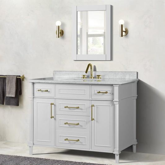 48" SINGLE VANITY IN WHITE WITH WHITE CARRRA MARBLE TOP