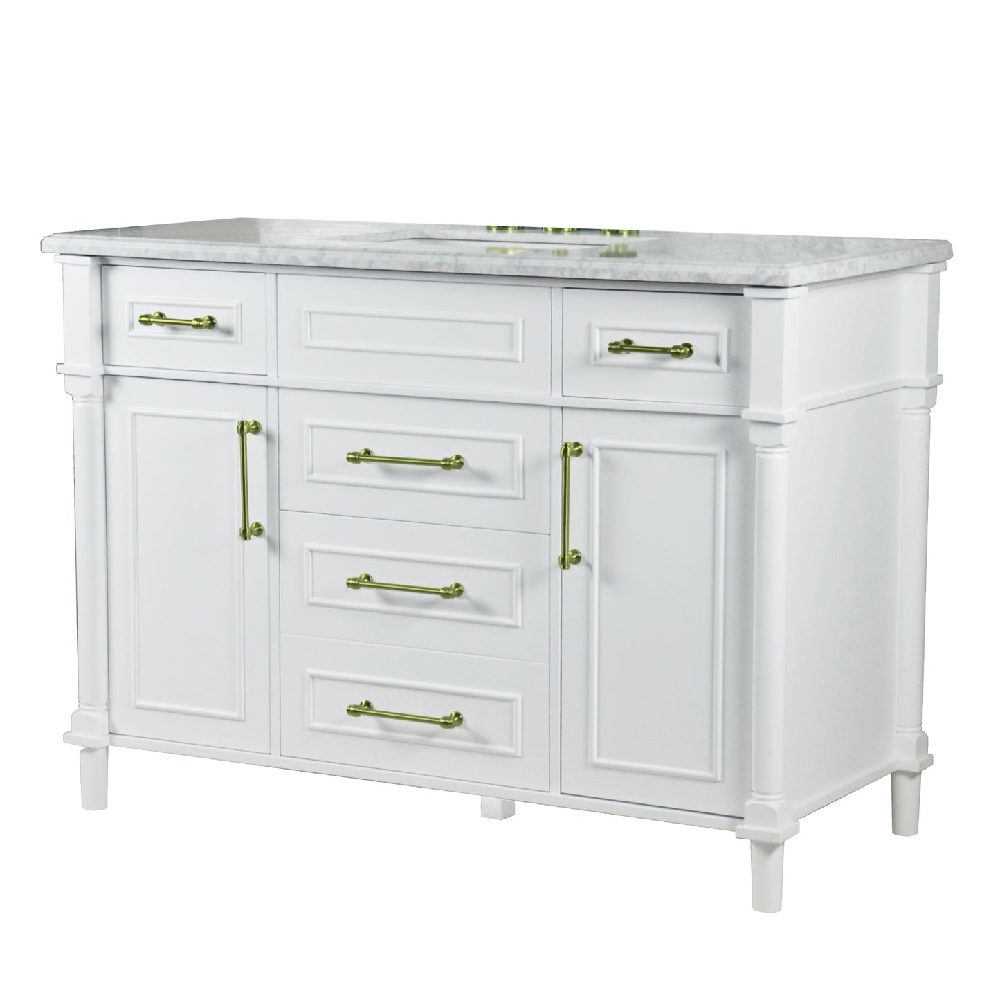 48" SINGLE VANITY IN WHITE WITH WHITE CARRRA MARBLE TOP