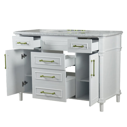 48" SINGLE VANITY IN WHITE WITH WHITE CARRRA MARBLE TOP
