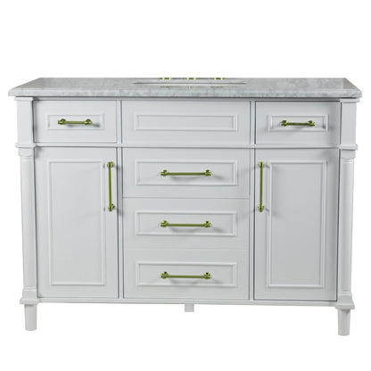 48" SINGLE VANITY IN WHITE WITH WHITE CARRRA MARBLE TOP