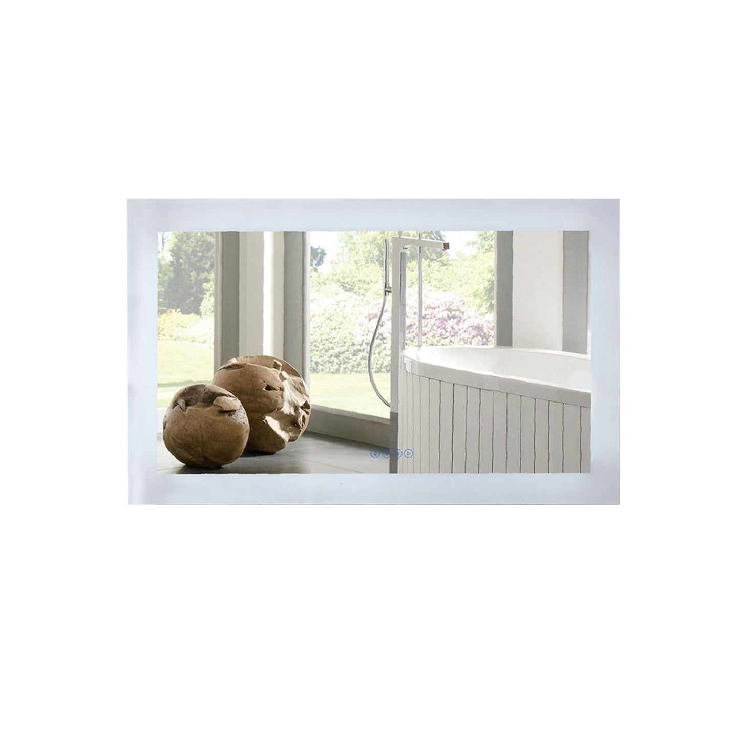 48" Rectangular LED Bordered Illuminated Mirror with Bluetooth Speakers