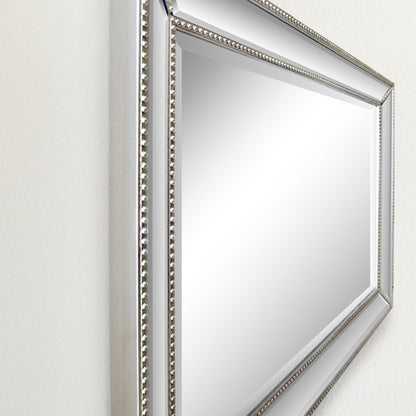 24" Rectangle Silver Beaded Frame Mirror