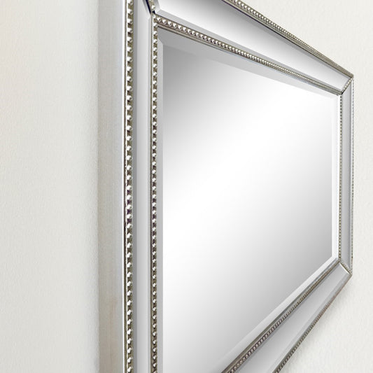 24" Rectangle Silver Beaded Frame Mirror