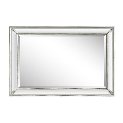 24" Rectangle Silver Beaded Frame Mirror