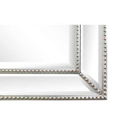24" Rectangle Silver Beaded Frame Mirror