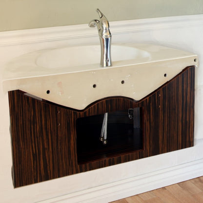 34" Single vanity Wood Ebony Zebra