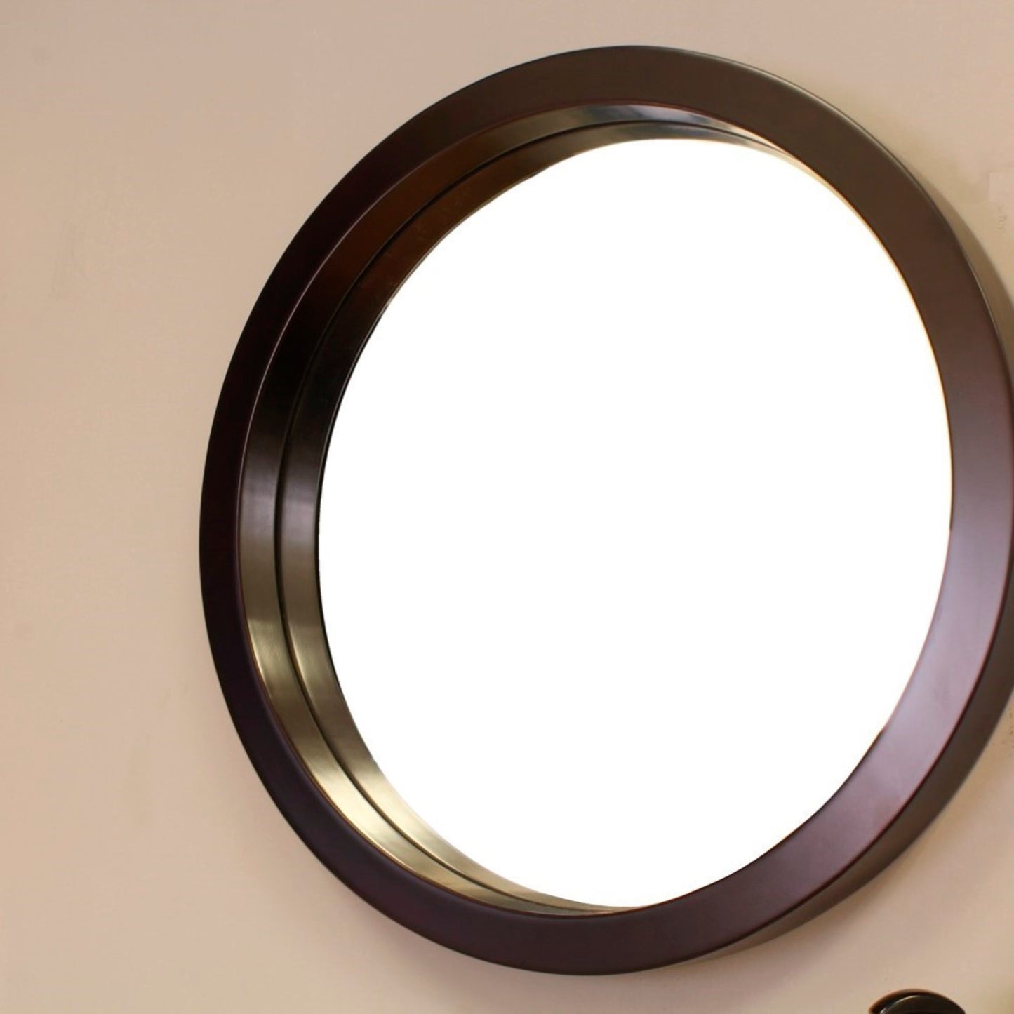 21.7" Round mirror wood espresso