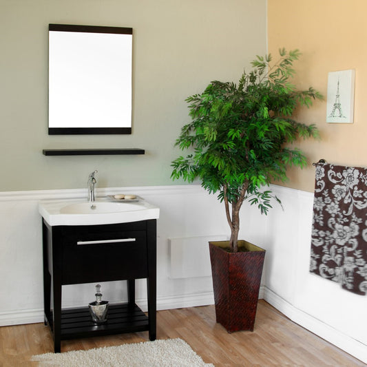 27.5" Single sink vanity Wood black