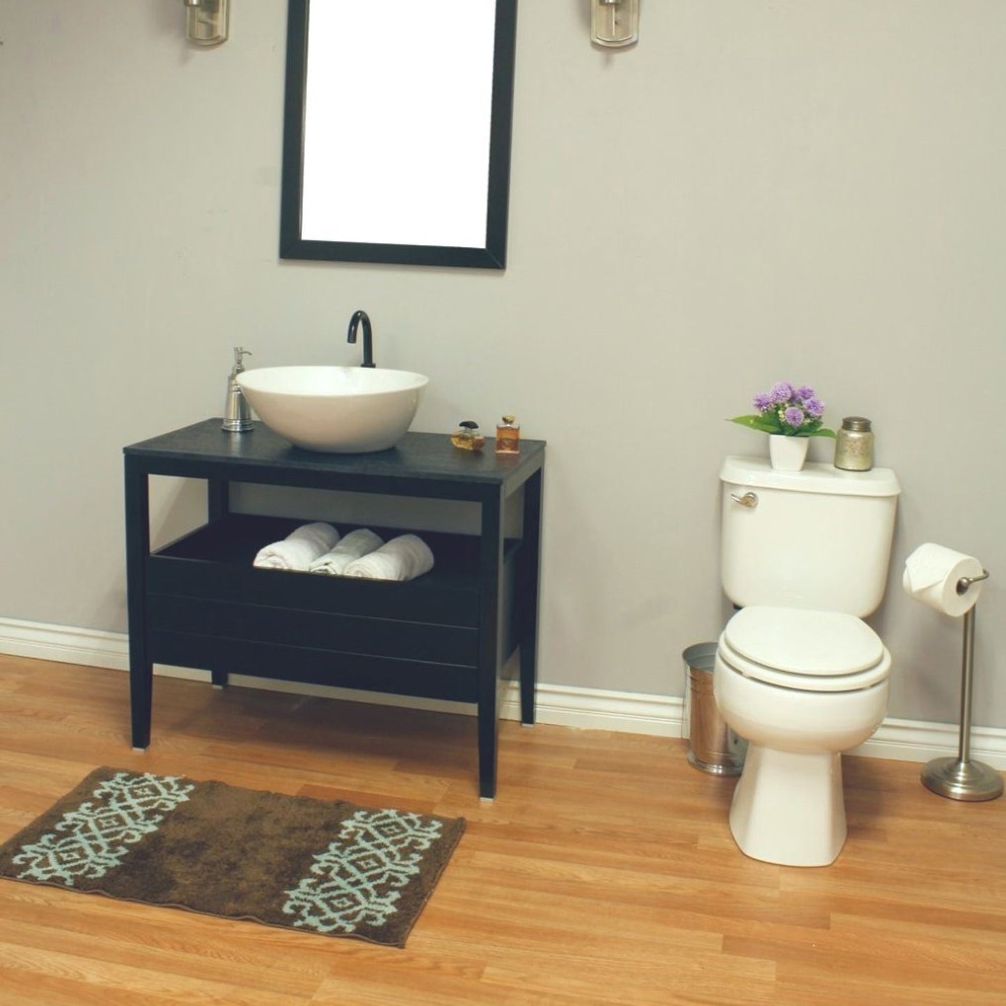 35.5" Single sink vanity wood black