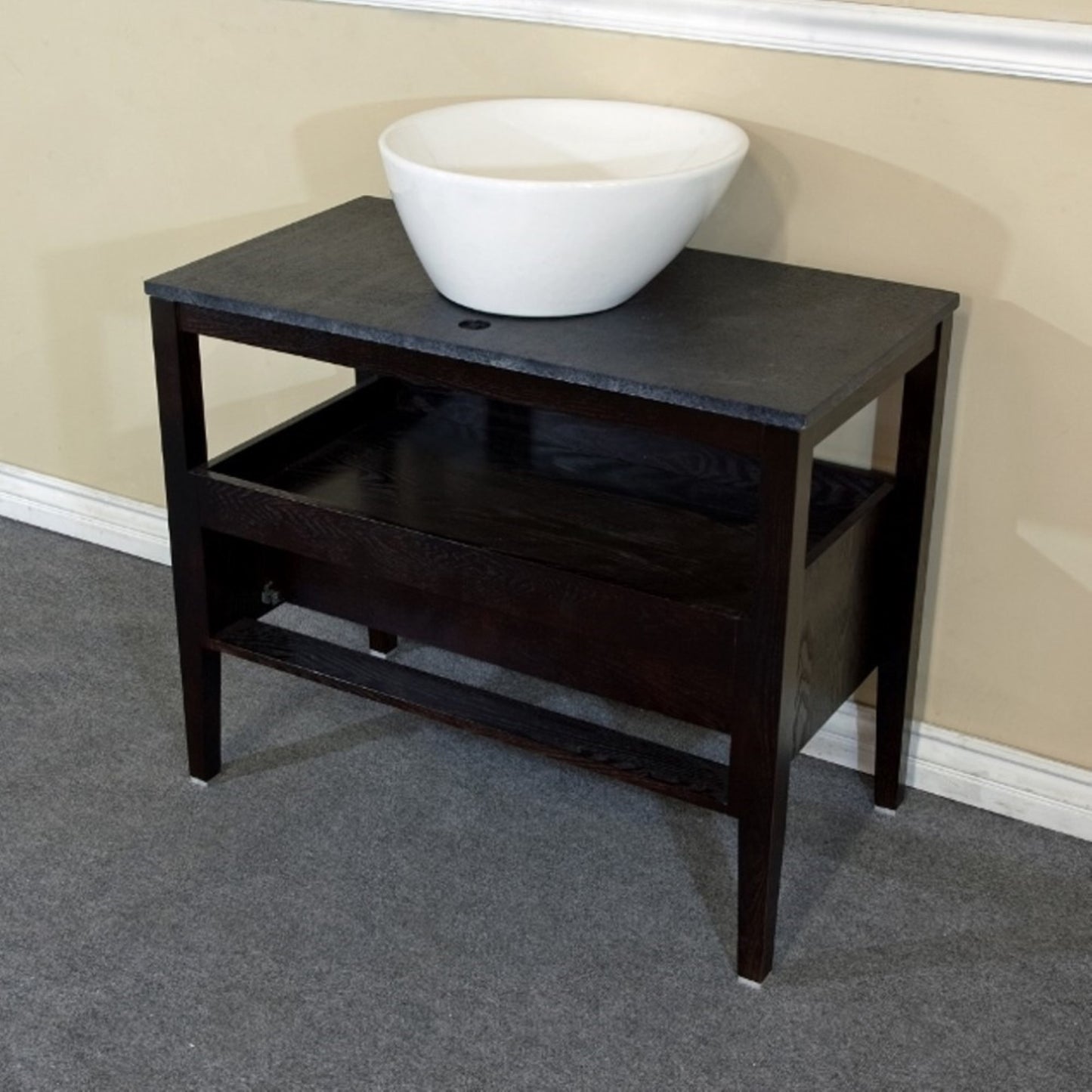 35.5" Single sink vanity wood black