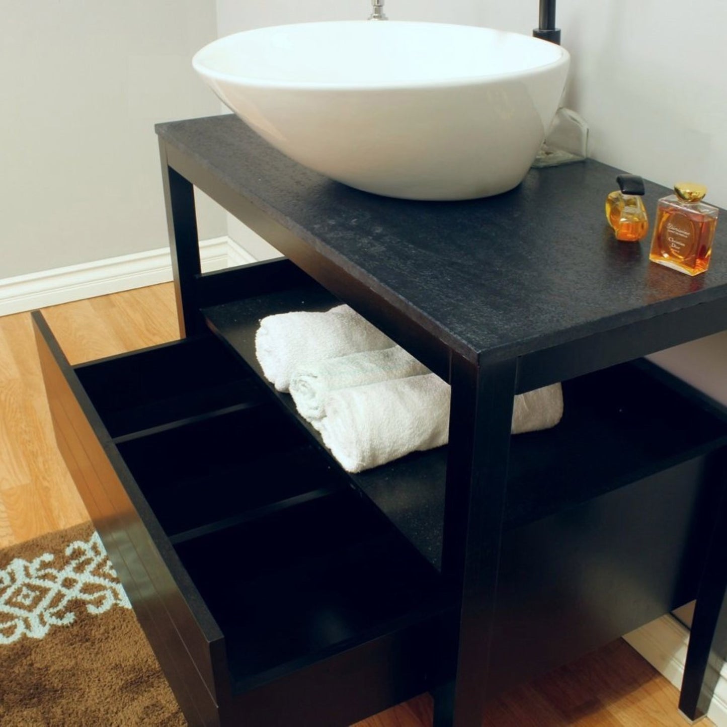 35.5" Single sink vanity wood black