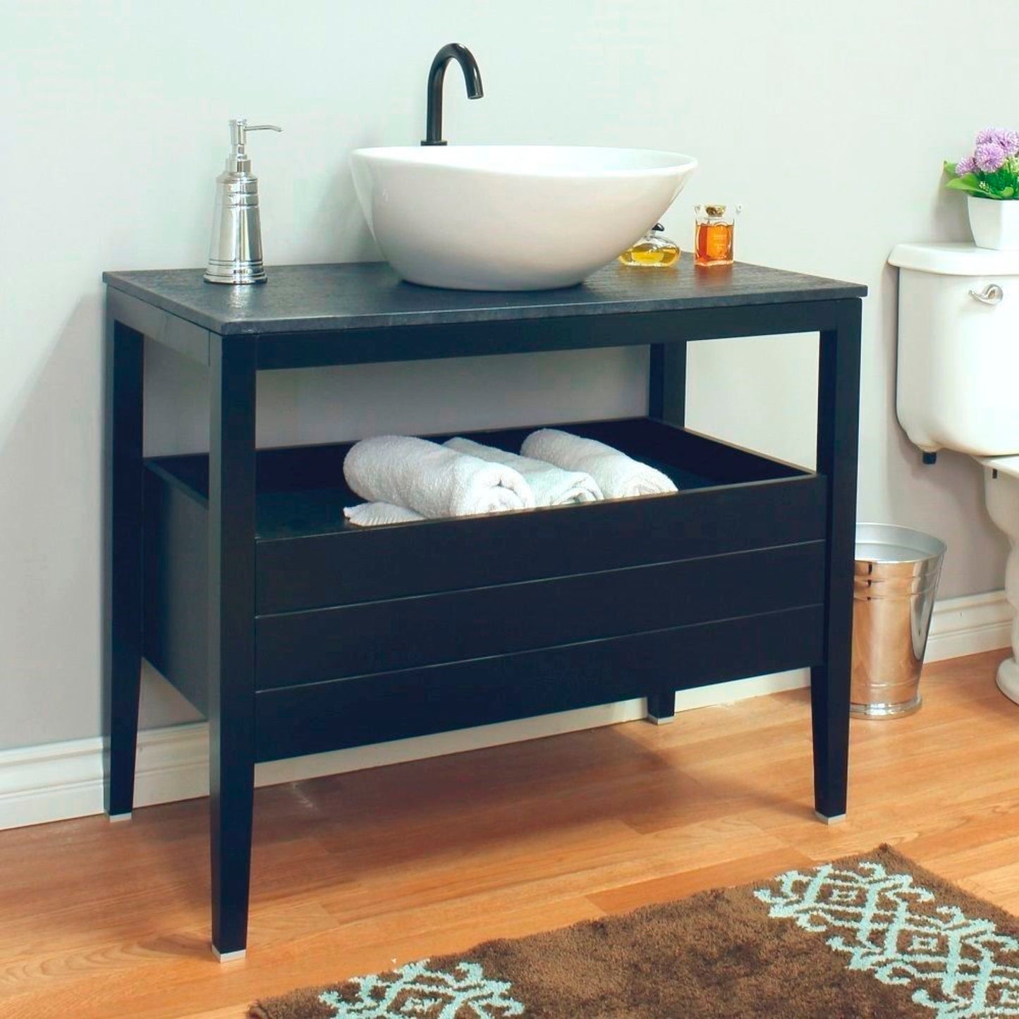 35.5" Single sink vanity wood black