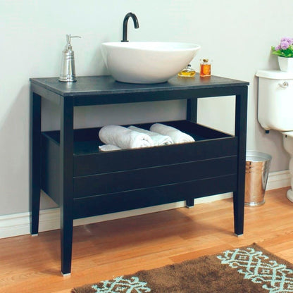 35.5" Single sink vanity wood black
