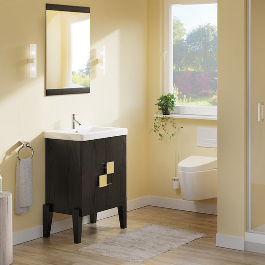 25" Single sink vanity Wood Black