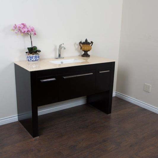 55.3" Single sink vanity Black Cream Marble