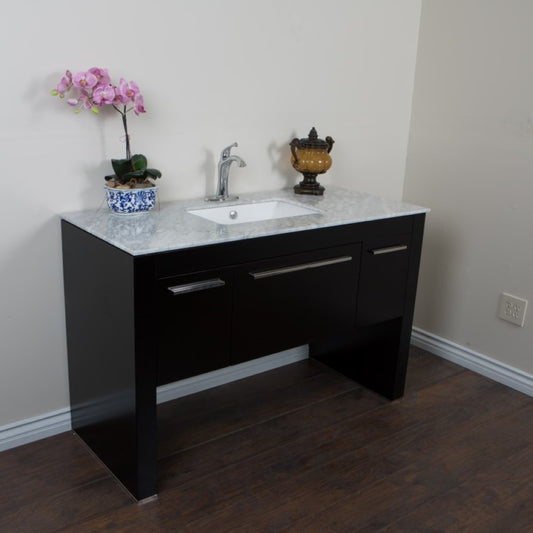 55.3" Single sink vanity Black White Marble