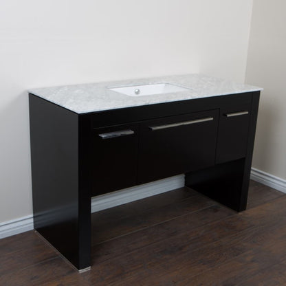 55.3" Single sink vanity Black White Marble