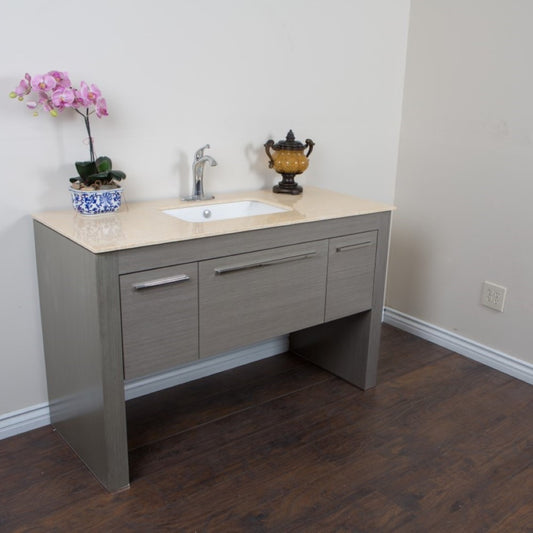 55.3" Single sink vanity Gray Cream Marble