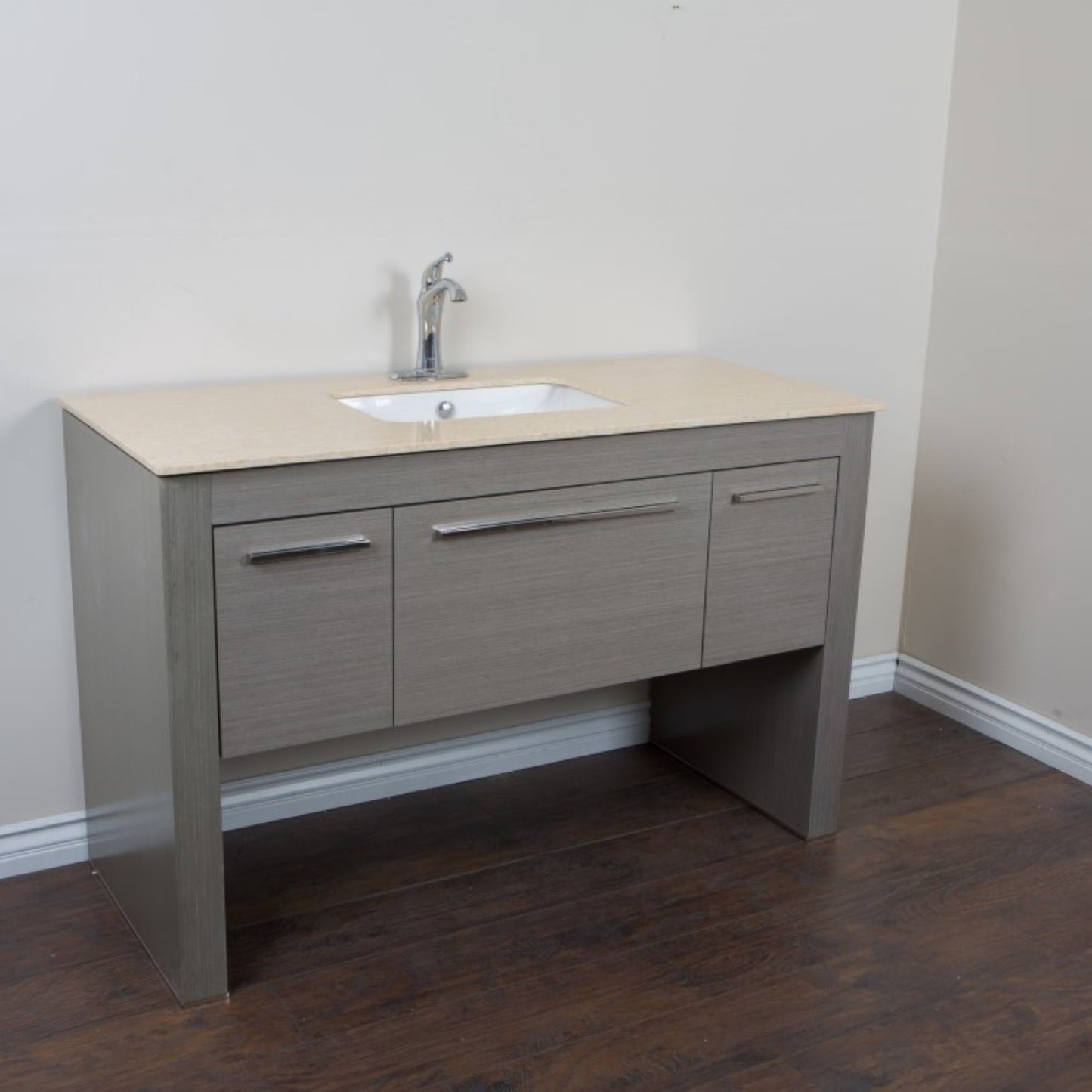 55.3" Single sink vanity Gray Cream Marble