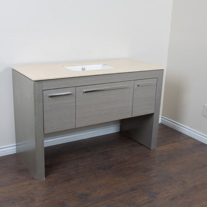 55.3" Single sink vanity Gray Cream Marble