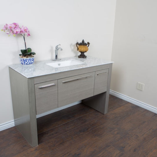 55.3" Single sink vanity Gray White Marble