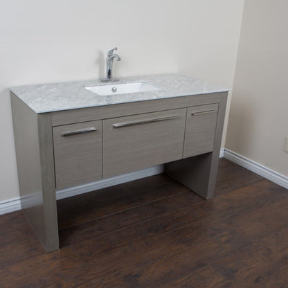 55.3" Single sink vanity Gray White Marble