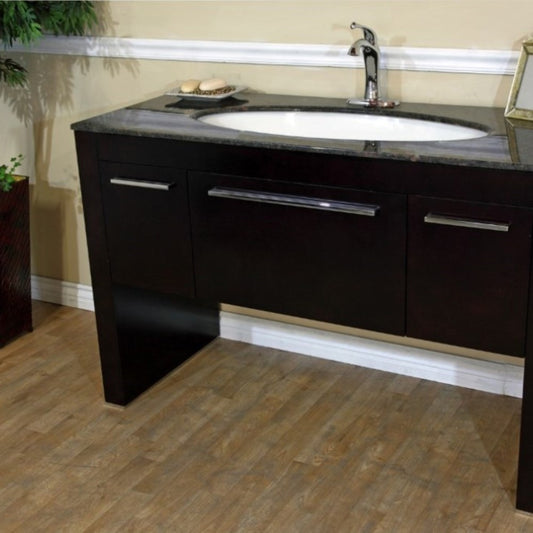 55.3" Single sink vanity Dark walnut Baltic Brown marble