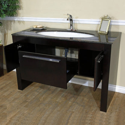 55.3" Single sink vanity Dark walnut Baltic Brown marble