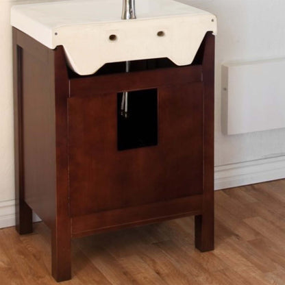 23.8" Single sink vanity wood dark walnut