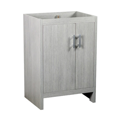 25" Single vanity in Gray Pine finish top with White engineered stone and oval sink