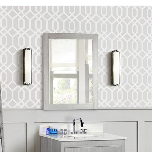 24" Rectangle Wood Frame Mirror in Gray Pine Finish