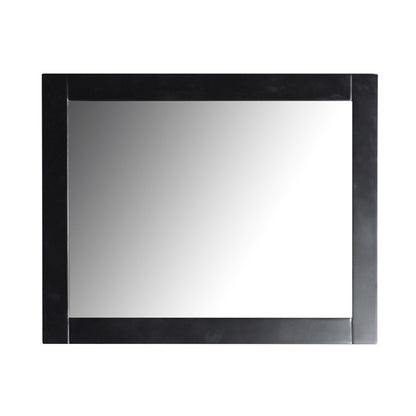 30" Rectangle Wood Frame Mirror in Matte Black Finish